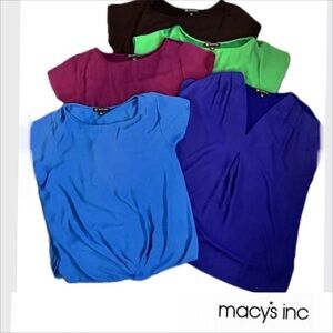 INC Women’s Mixed Media Tops Bundle (5) – Solid Colors, Work & Casual